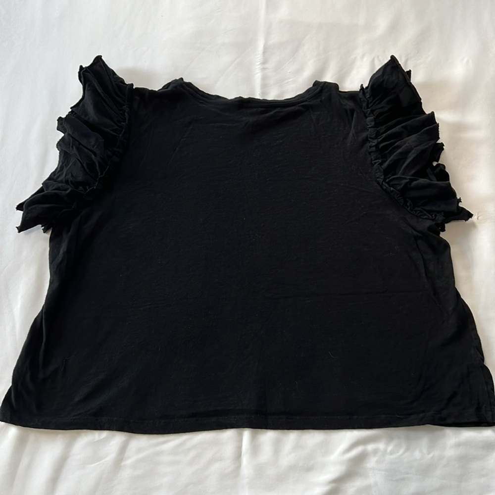 Industry Republic Clothing 100% Pima Cotton Ruffle Sleeve T-Shirt - Picture 2 of 5